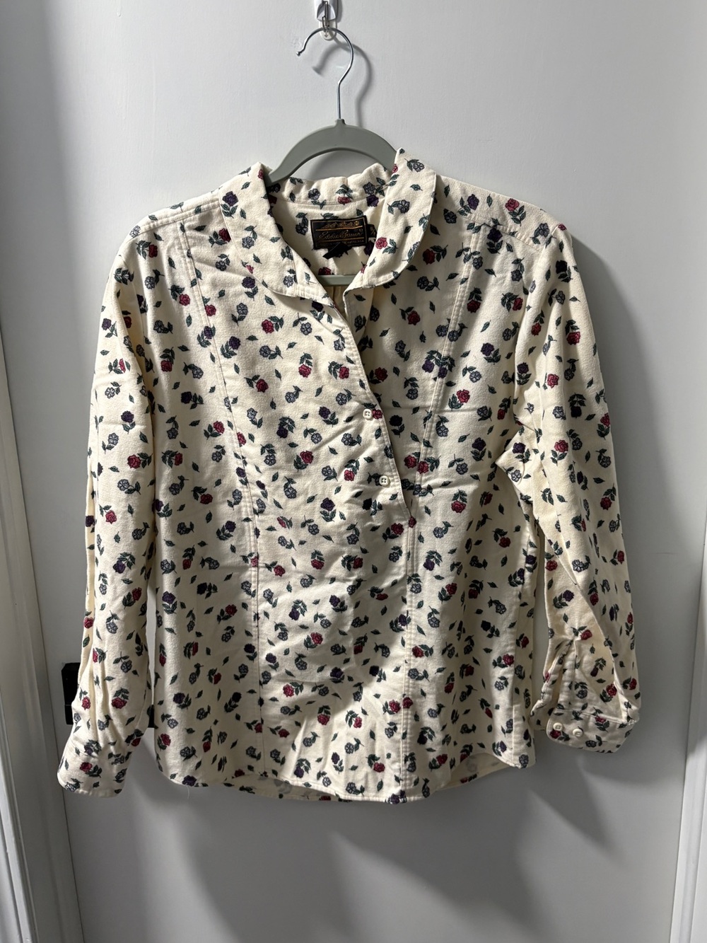 Eddie Bauer Cream Floral Button-Up Blouse